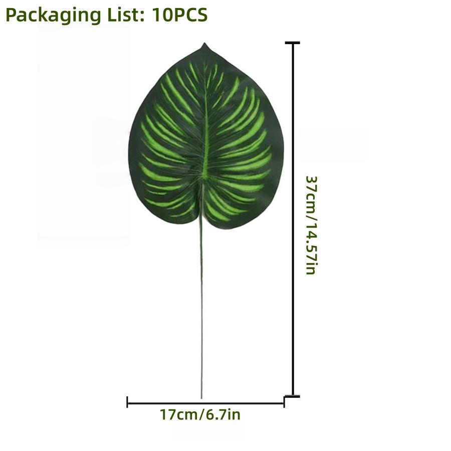 10/56pcs Tropical Palm Leaves Set - Artificial Safari Jungle Leaf Decorations with Stems for Party Home Accents