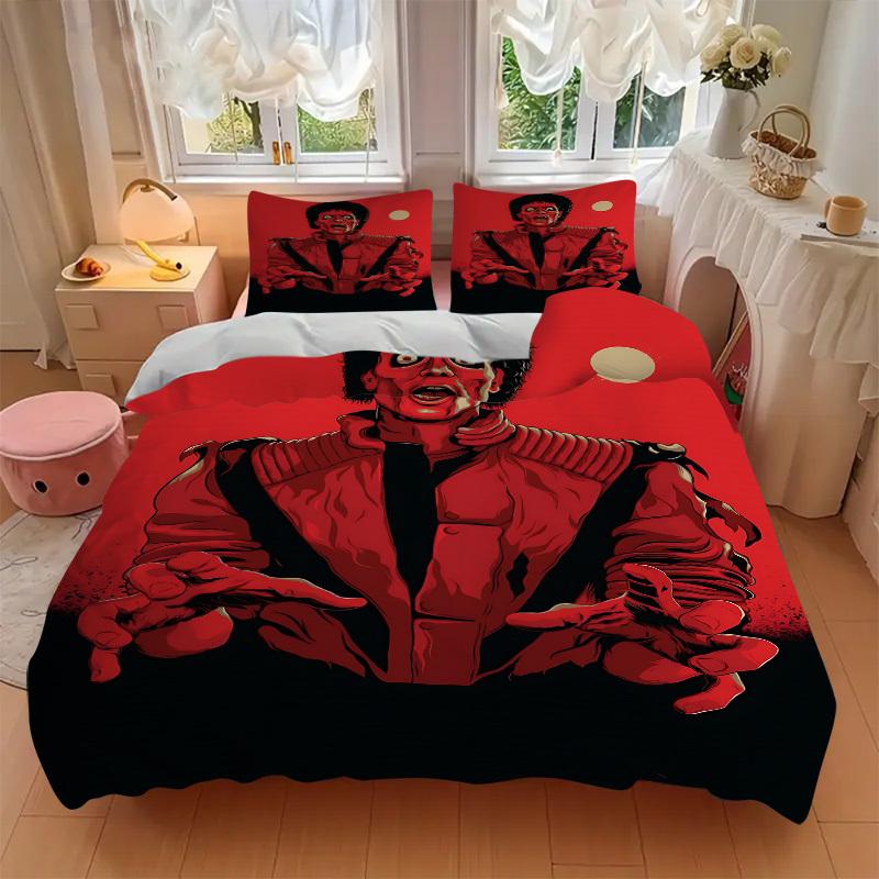 3pcs Thriller, Red Jacket Duvet Cover Set - Machine Washable, Includes 1 Duvet Cover and 2 Pillowcases, No Core Included, All-Season Home De