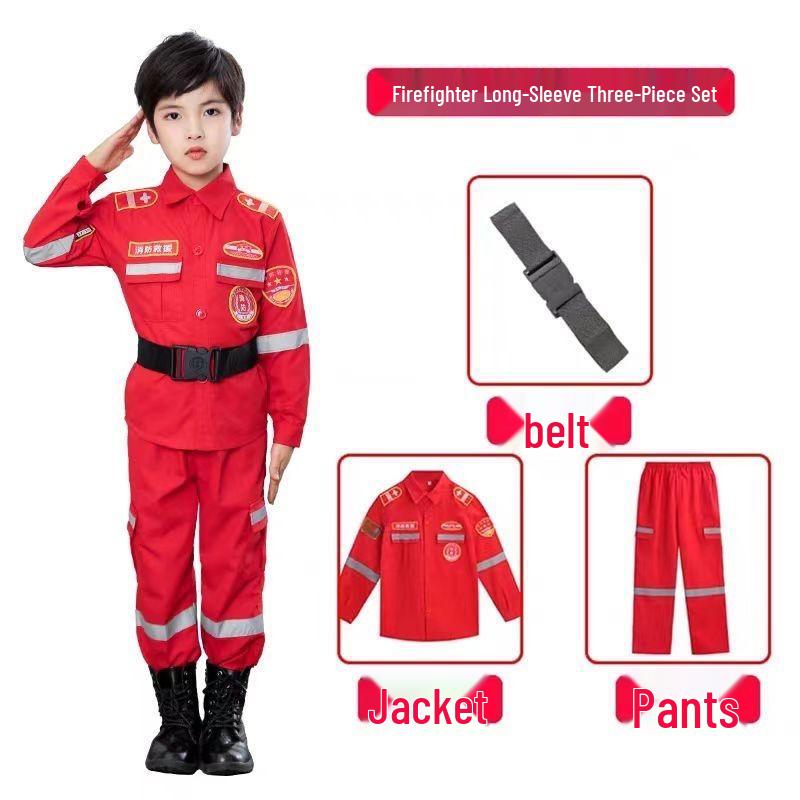 Kids Firefighter Costume: Halloween Cosplay & Performance Set 120cm