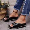 2025 Foreign Trade Large Size Cool Slippers Women's New European and American Casual Hollow Buckle Wedge Slippers Open-toed Sandals