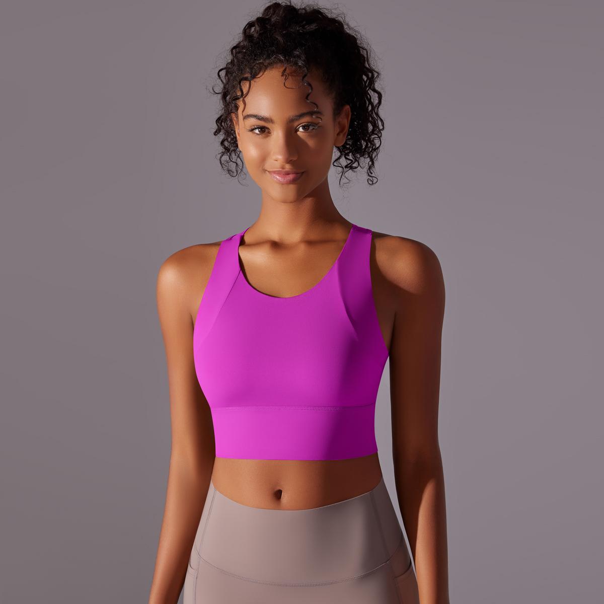 

Nessaj Женский жилет для йоги, дышащий, спортивный топ для тренировок, однотонный бюстгальтер для бега и фитнеса M ярко-розовый/розовый