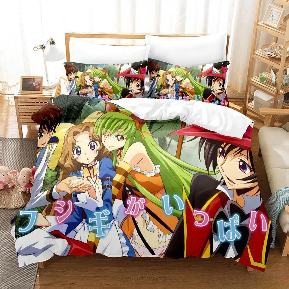 

3D Print Anime CODE GEASS Bedding Set 2/3pcs Single Twin Full Queen King Size Duvet Cover Sets for Adult Kid EU Twin 135x200cm