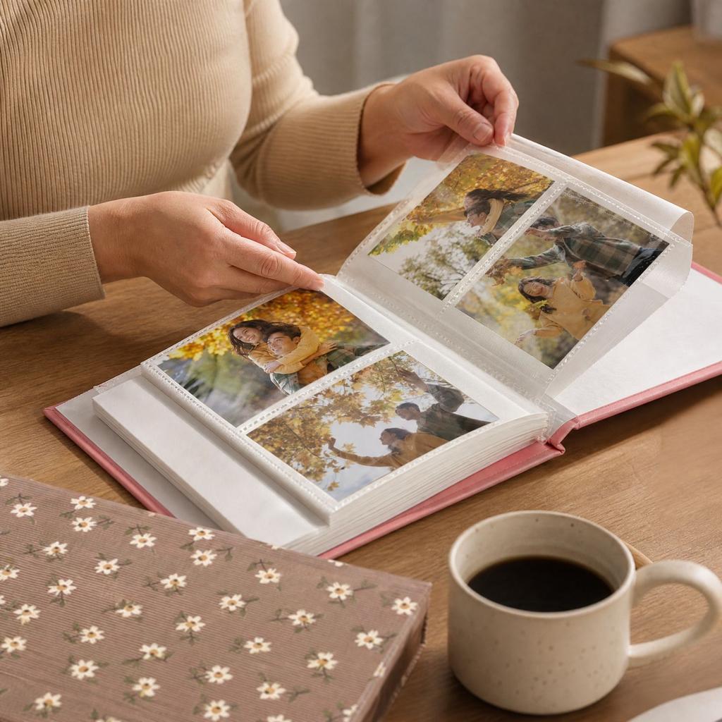 Photo Album with Insert Pockets Holds 200 Photos - for Home and Travel