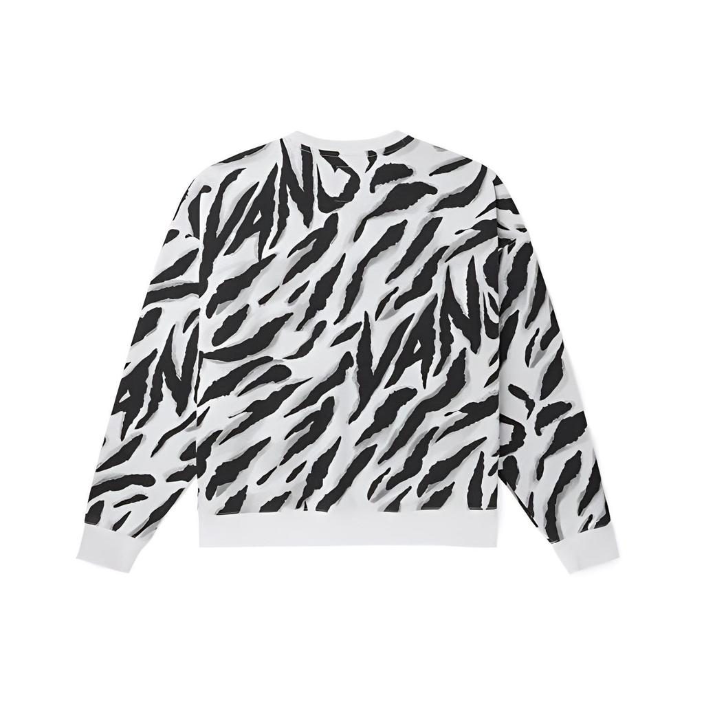 Vans Black White Tiger Stripes Print Crew Neck Pullover VN0002BPYM8