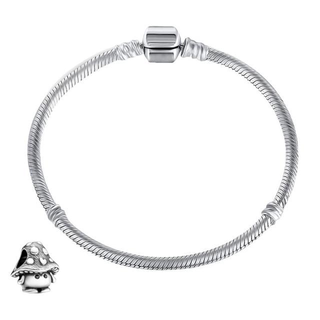 

Mc подлинный винтажный серебряный гриб собака сердце объятия ангел бусины подходят модные подвески браслет для женщин новые ювелирные изделия своими руками 18cm