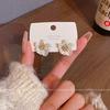 White texture five-petal flower stud earrings women's versatile niche design earrings simple temperament fashion earrings