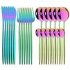 24Pcs Gold Tableware Set Stainless Steel Flatware Dinnerware Spoon Knife Fork Dinner Cutlery Set Western Kitchen Silverware
