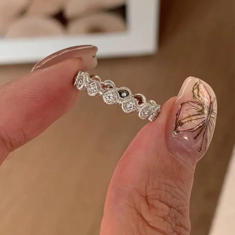 Stylish Geometric Open Ring With Dazzling Zircon Stone And Elegant Pearl For Women