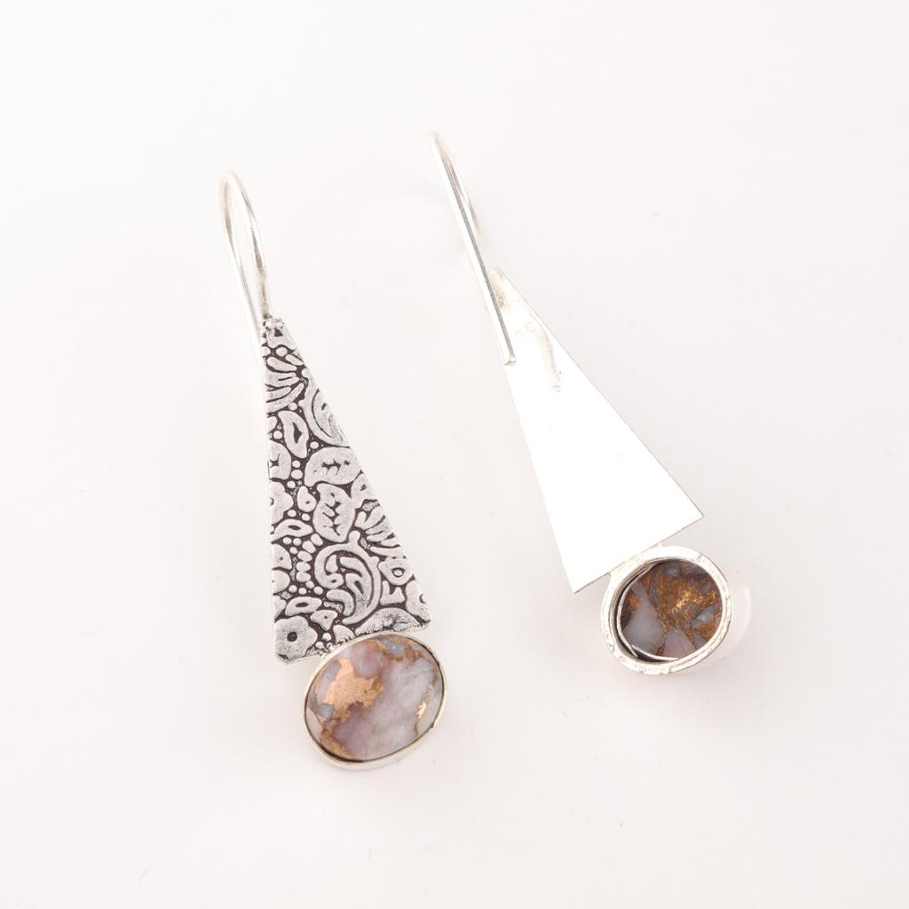 Natürlicher Rosa Opal Türkis Edelstein 925 Sterlingsilber Schmuck Ohrringe 1,9" EE-165-46