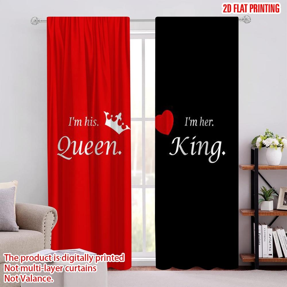 

2pcs,2D plane printing Minimalist Curtains King and Queen (22) Polyester Woven (without rod) Art Deco Festive Ldeal for Living 52.50 × 116.00 cm 2 pcs