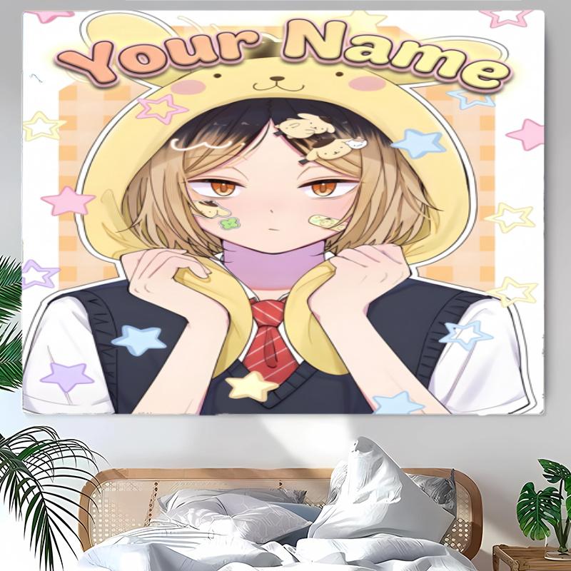 Kenma Kozume Tapestry with Custom Name Wall Hanging Room Background Cloth Home Decor Beach Mat Yoga Mat Sofa Bed Sheet