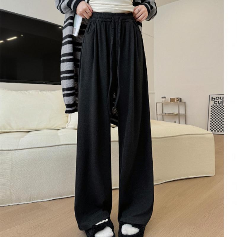 Fleece Glutinous Rice Pants for Women In Autumn and Winter New Style Velvet Pants Draped Lazy Casual Pants Straight-leg Slimming Soft Wide-leg Pants