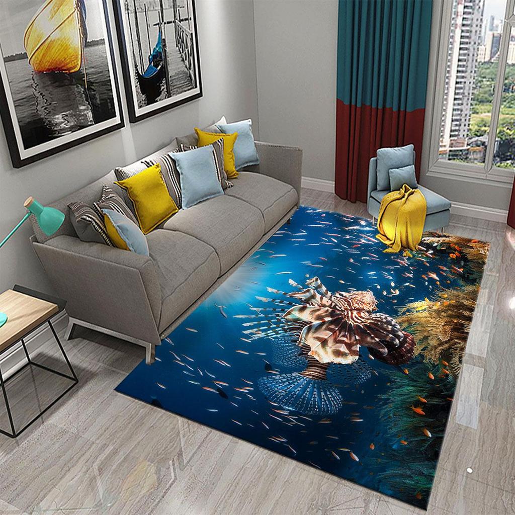 3D Hawaiian Sea Ocean Tropical Fish Carpets for Living Room Fish Animal Rugs Kids Bedroom Carpet Soft Floor Mat Parlor Decor Rug