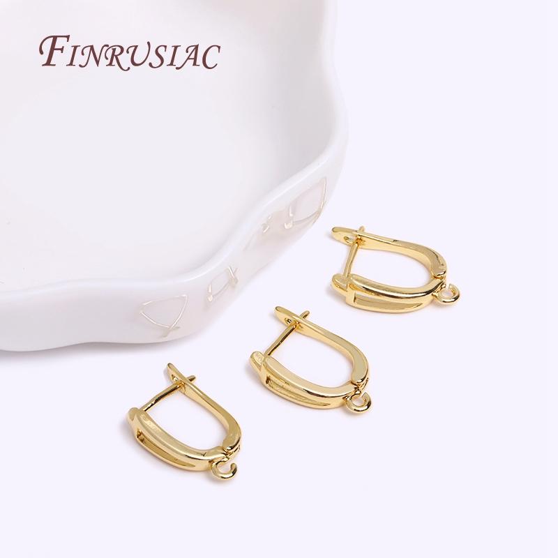 18K Real Gold Plated Brass Metal Popular DIY Earring Hook Clasps Handmade Earrings Making Accessories Findings Wholesale