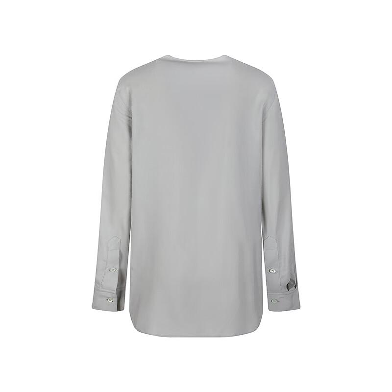 LESS 2025 Spring Mulberry Silk Round Neck Long Sleeve Shirt