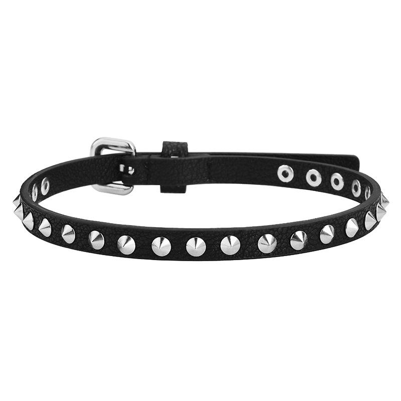 Dark Metal Punk Rock Band Rivet Choker Necklace Bracelet Women S Leather Collarbone Chain Collar