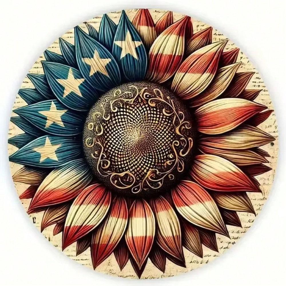 Metal Tin Wall Art Sign, Vintage American Flag Rustic Decor Gift for Home