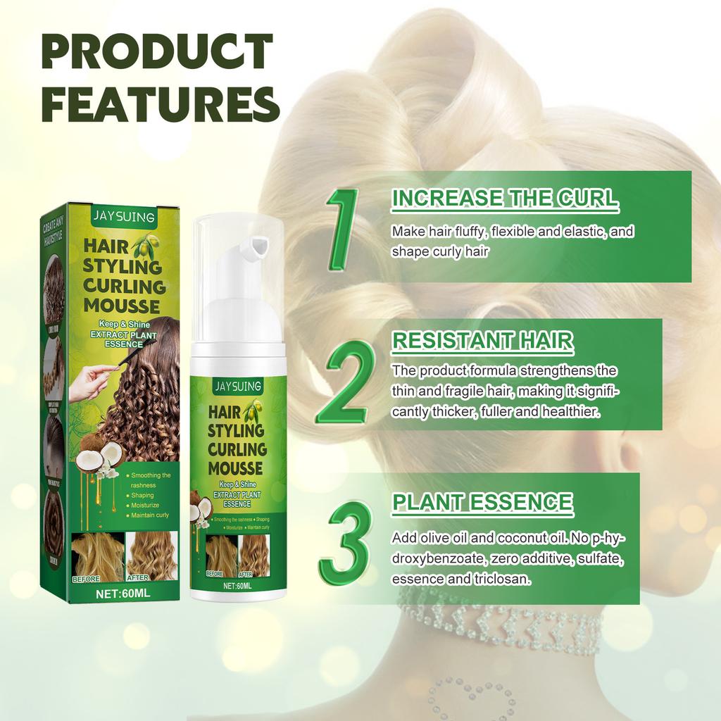 60ml Haarformendes Mousse Professionelle Lockenstyling-Creme Natürlicher Flauschiger Lockenverstärker Definierende Damenhaarpflegeprodukte