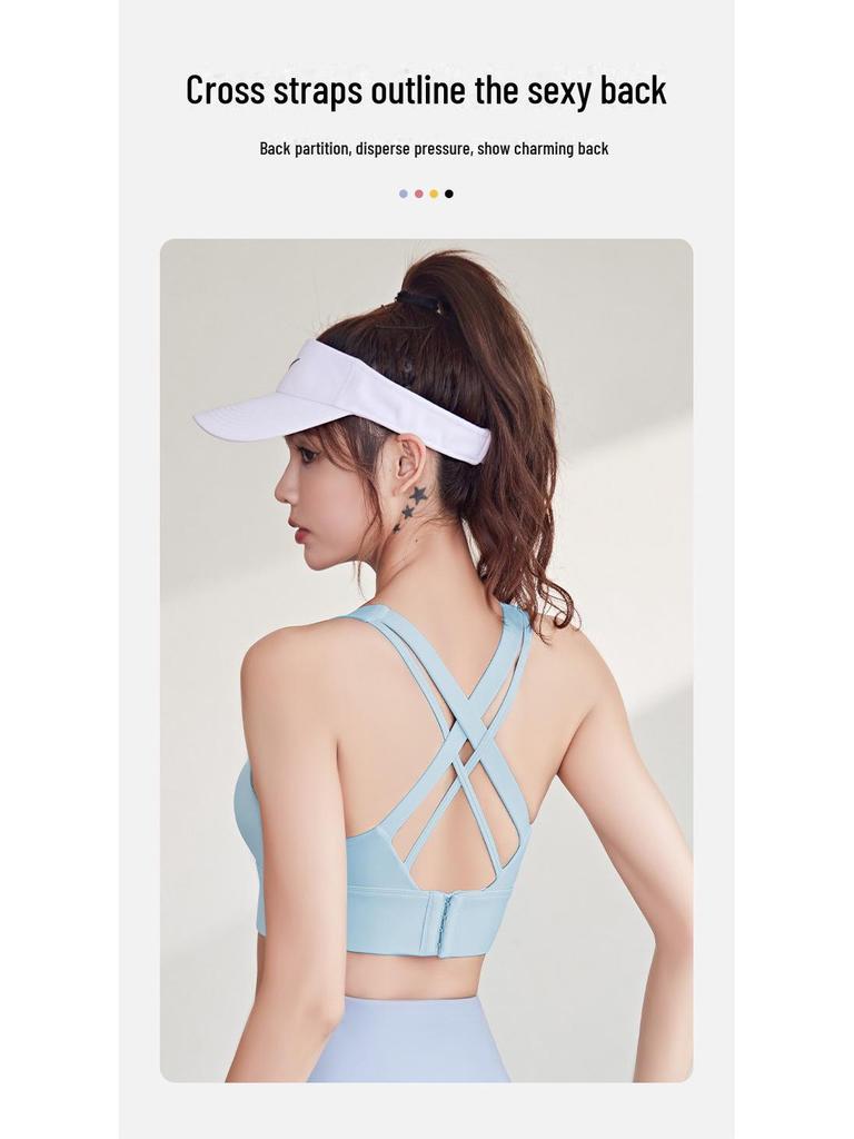 Nahtloser stoßfester Sport-BH mit hohem Aufprallschutz und schönem Rückendesign für Damen