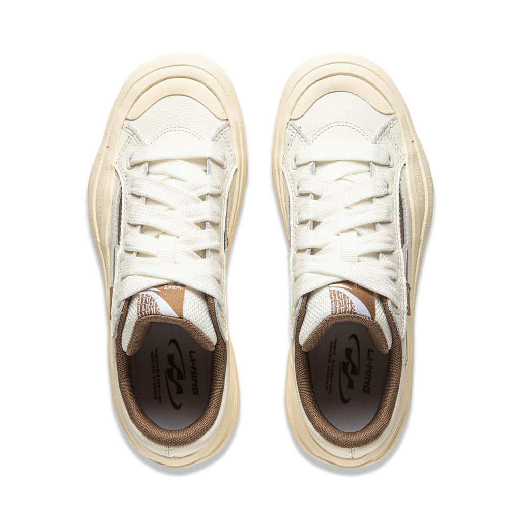 Li Ning We Wo S70 Minimalist Versatile Non-Slip Wear-Resistant Low-Top Skate Shoes Unisex Sneaker Beige Brown AEPU030-6