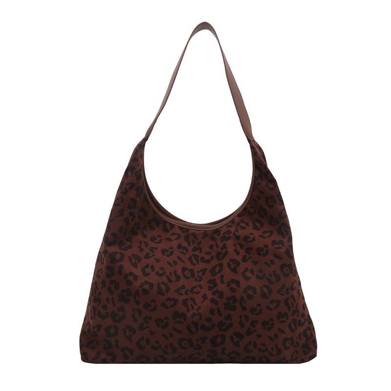 Leopard Print Frosted Handbag - Large Capacity Retro Shoulder Tote for Women, 2025 Autumn Collection