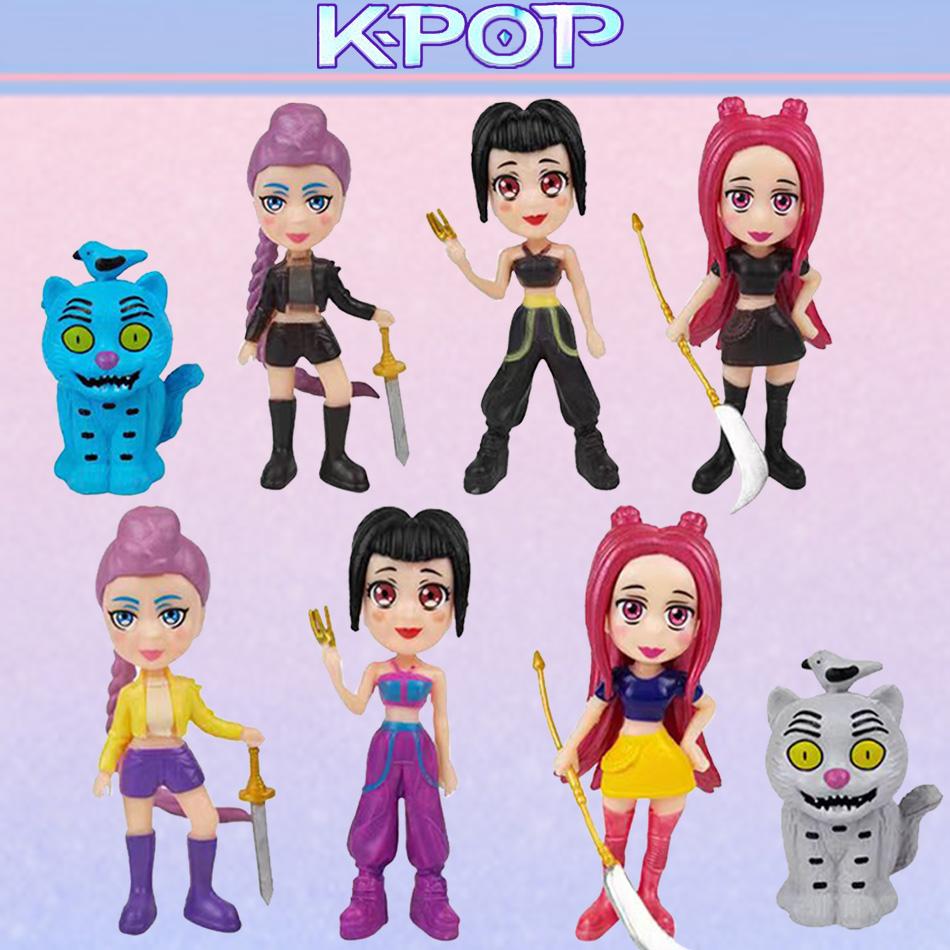 8pcs/Set Kpop Demon Hunters PVC Figures Model Toy Set Cartoon Gaming Desk Decorations Collection for Kids