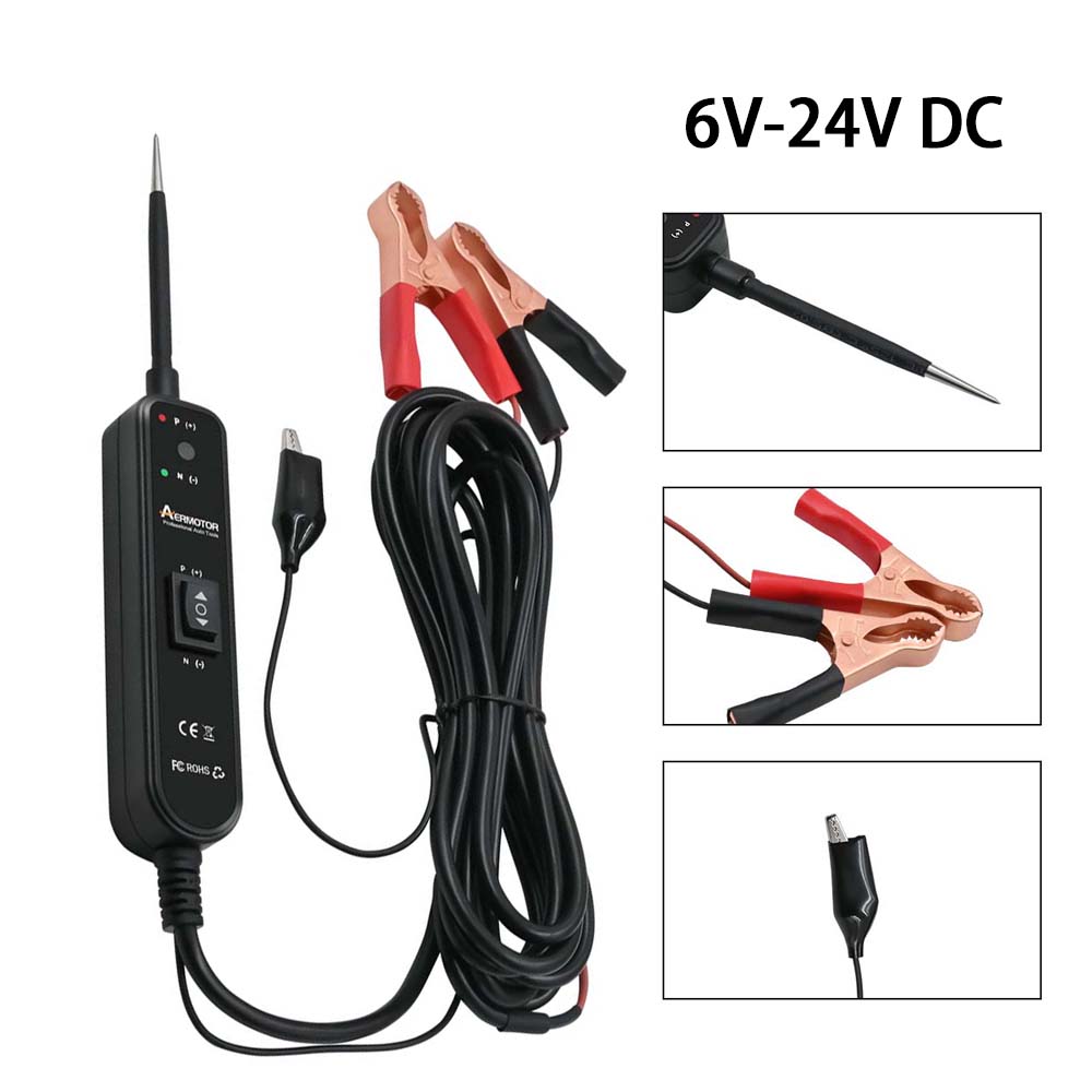 Car Electrical Tester Probe Detector 6-24V DC Automotive Electric Circuit Tester Multi-functions Test Lead