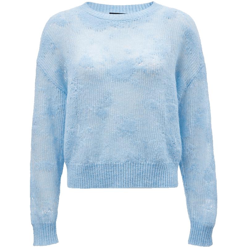 VEROMODA Women's 2024 Fall/Winter Loose-Fit Hollow Jacquard Round Neck Sweater