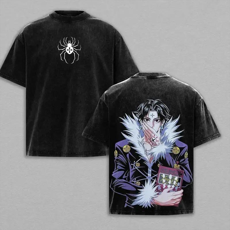 

Manga Hunter × Hunter Chrollo Printed Tee Men Short Sleeve Clothing Washed Cotton T-shirt Vintage Casual T Shirt Harajuku Tshirt XXL чорний