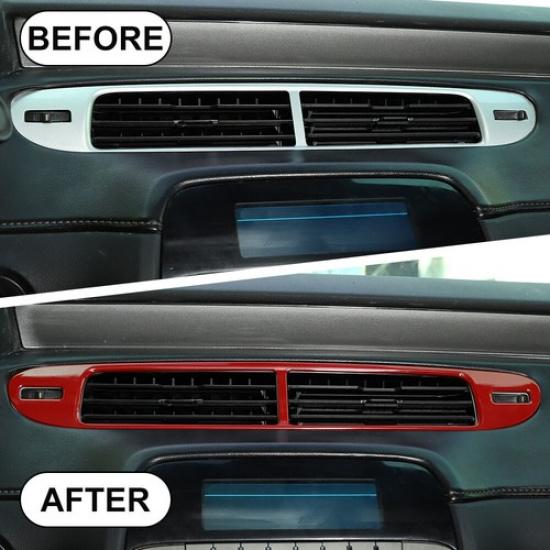 Red Center Air Vent Outlet Panel Cover Trim Frame For 2011-2015 Chevrolet Camaro