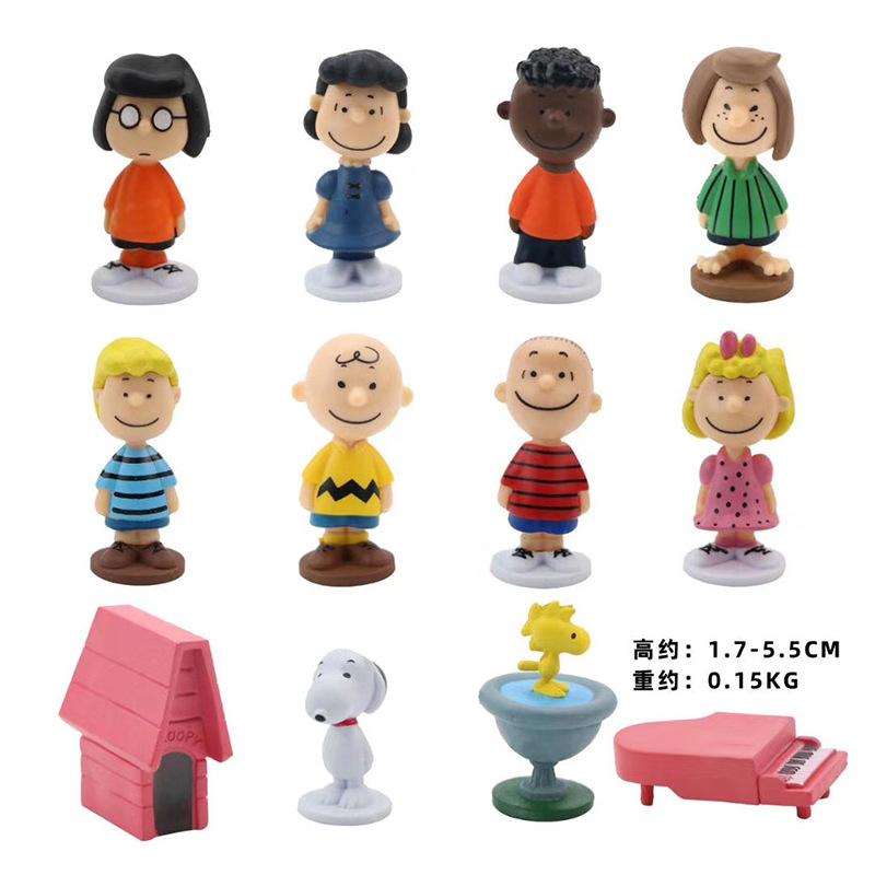 Selling Japan Cartoon Peanuts Snoopy Charlie Sally Woodstock Mini Figure Model Toys Miniature Cake People Collection Props
