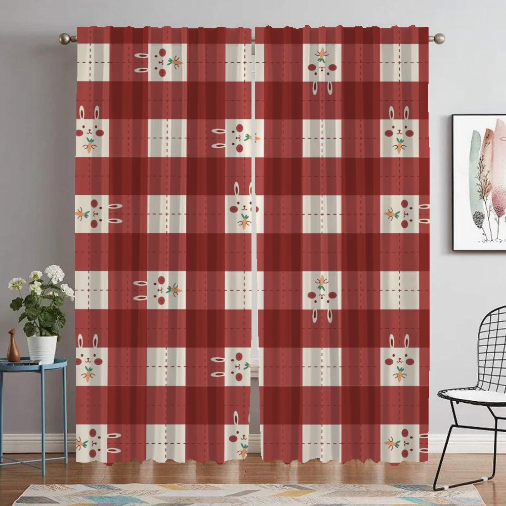 Rabbit Curtains Child Room Blackout Curtain for Room 2 Panel Tulle for Bedroom Partition Shades Halloween Decoration Living Home