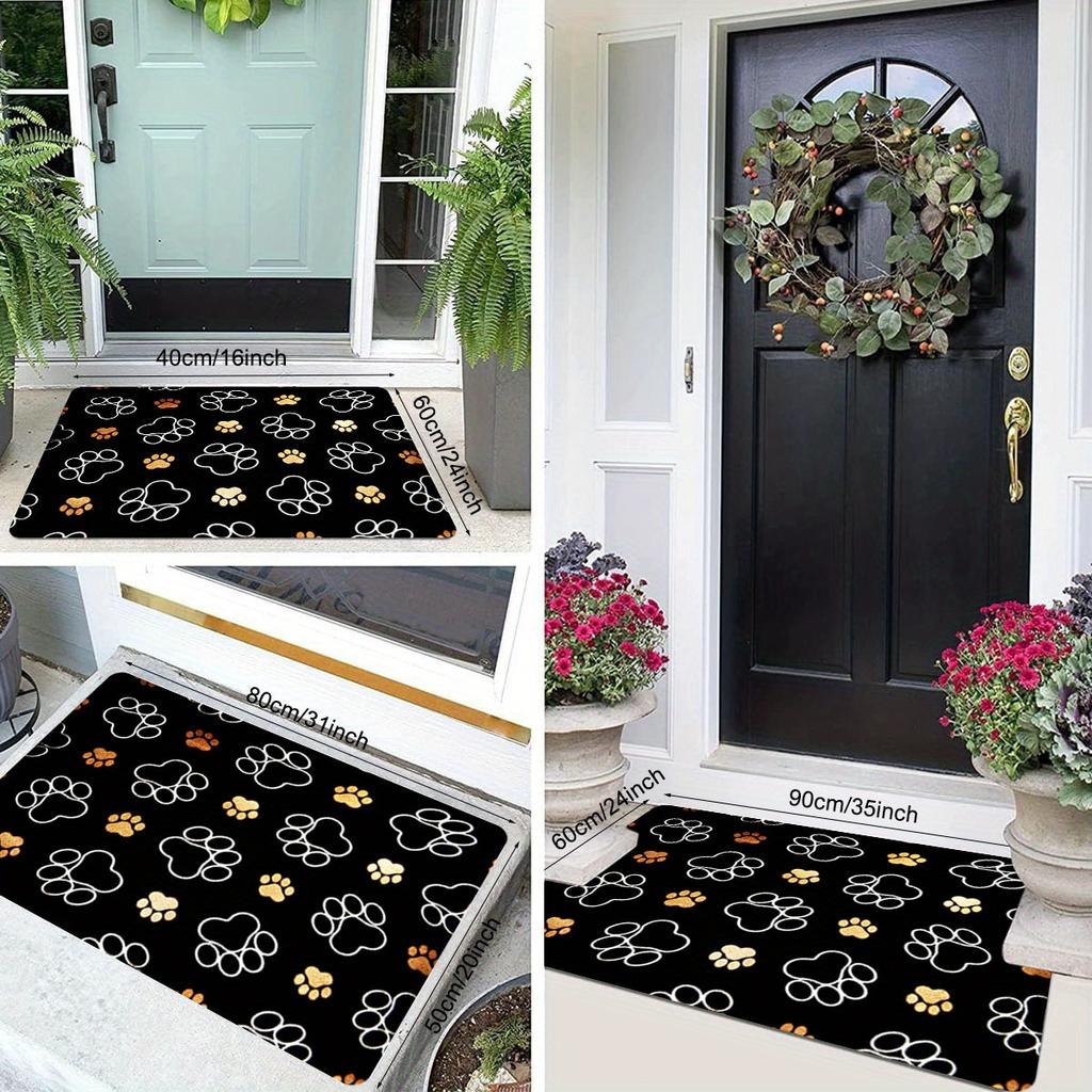 1pc Cute Cat Paw Print Doormat-Soft Flannel Non-slip, Quick Drying Floor Mat for Indoor/Outdoor Use, Great for Entryway, Kitchen