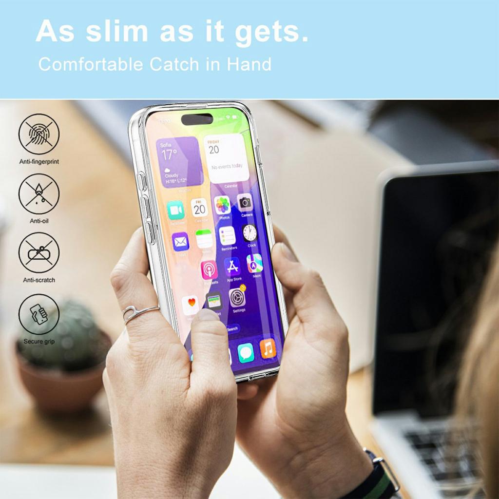For iPhone 17 Pro Case TPU Frame Clear Acrylic Back Phone Cover with PET Film