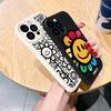 Flower smiley face Apple 11promax mobile phone case 11pro simple black and white 11/11 couple protective case for men and women