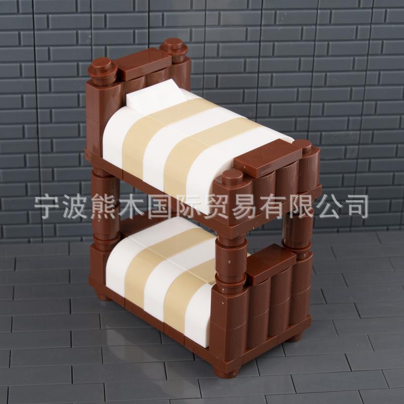 

Фигурка из строительных блоков для дома, спальни, аксессуары для двуспальной кровати, украшение из мелких деталей, сцена, развивающие игрушки