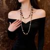 Bohemian Tiger Eye & Pearl Layered Sweater Chain Necklace - Elegant Light Luxury Accessory for Fall/Winter