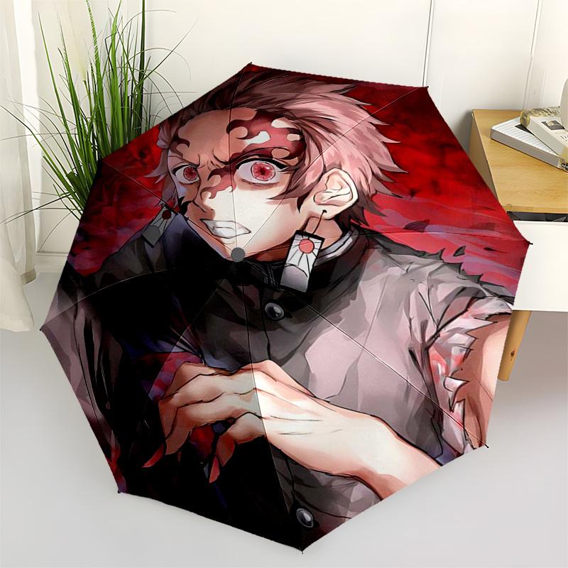 1pc Anime Character Umbrella: Automatic Opening & Closing, Portable 3-Fold Design with Iron Frame, Outdoor, Gift for Fans, Travelers, Daily Use.Q104