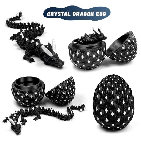 3D Printed Dragon Egg Figurine Movable Joints Luminous Loong Figure Fidget Toy Dragon Egg with Articulated Dragon Inside Decoration Ornament
