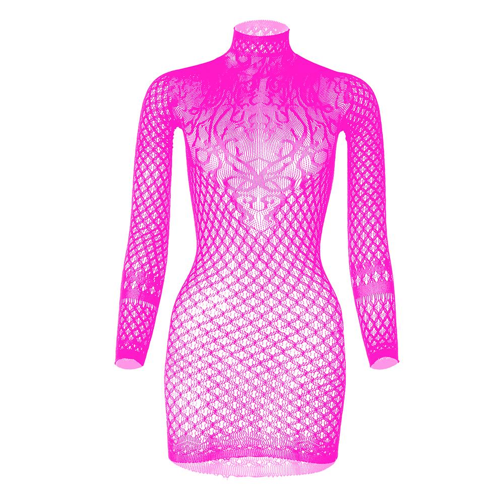 Dame Sexy Mesh Fishnet Mini Kjole One Piece kjoler Bodysuit Undertøy Dame Se Through Backless Hollow Out Dress Undertøy Sexy Kostymer Plus Size