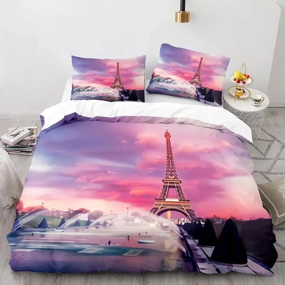 Eiffel Tower Bedding Duvet Cover Set 3d Digital Printing Bed Linen Fashion Design Comforter Cover Bedding Sets Bed Set
