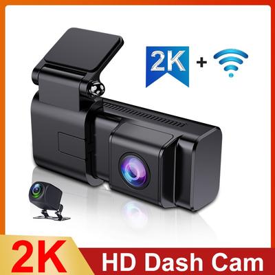 2K + 1080P Çift Lensli Cep Telefonu Wifi Ara Bağlantı DVR Ön Ve Arka Çift Kayıt Araç Kamerası Park İzleme Sürüş Kaydedici