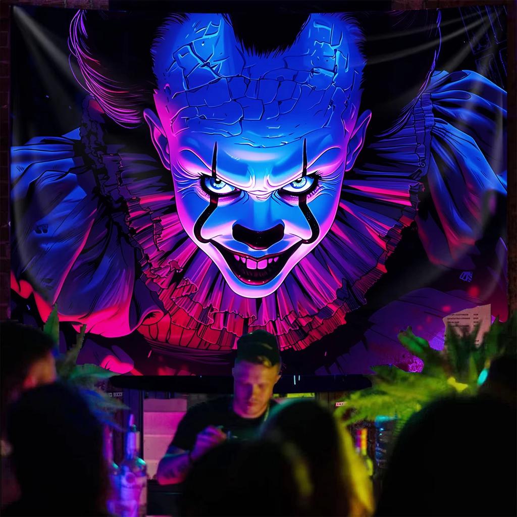 VIKAMA Creepy Clown Tapestry Bloody Tears Living Room AudioVisual Room Decoration Dark System Horror Theme Tapestry