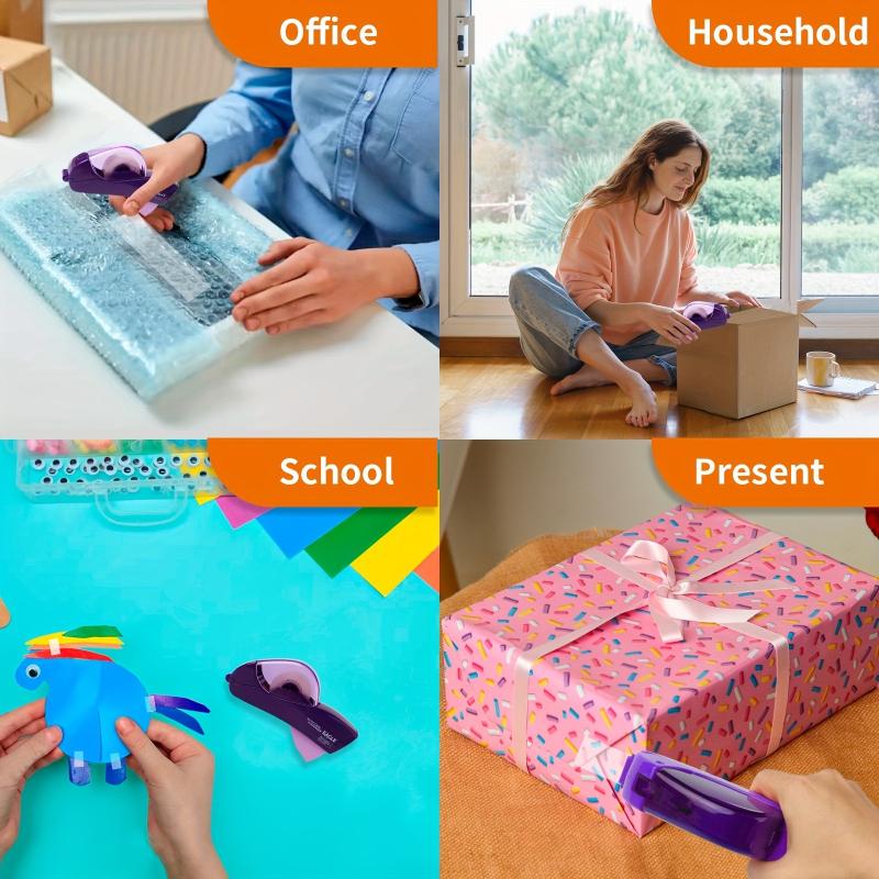 1Pc Single-Handheld Washi Tape Dispenser Gun Automatic with 2 Rolls 0.5 and 0.75 Inch Tapes for Gift Wrapping Tape Dispenser