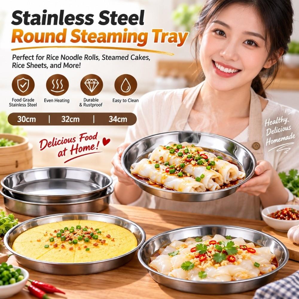 Flat Stainless Steel Pizza Pan Stainless Steel Round Baking Tray Restaurant