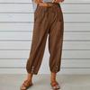 Women Cotton Linen Pants Spring Summer Solid Color Elastic Waist Loose Straight Trousers Female Harajuku High Waist Wide Leg Pants