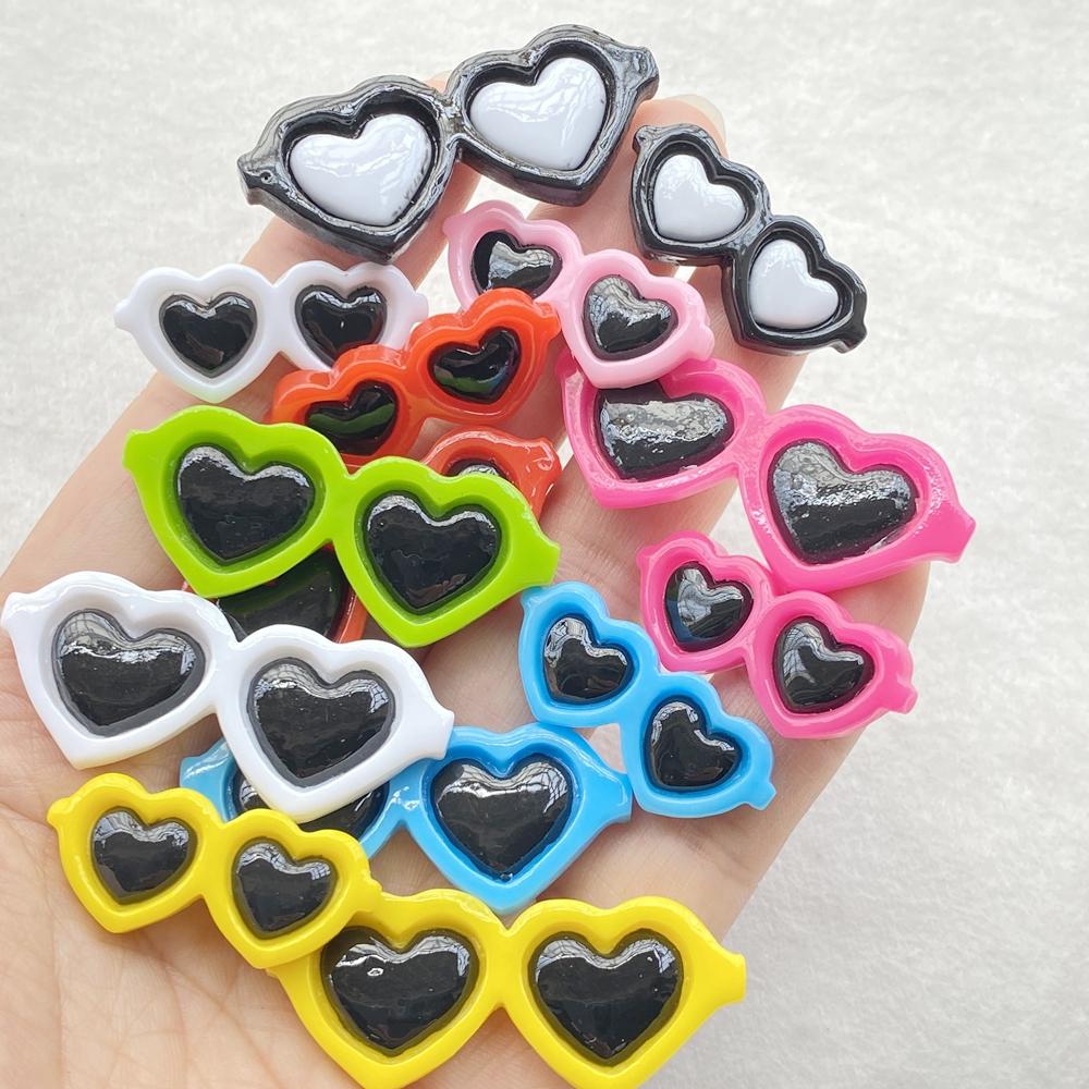 10Pcs Cute Cartoon Heart-Shaped Glasses Flat Back Resin Scrapbooking DIY Jewelry Craft Decoration Accessorie