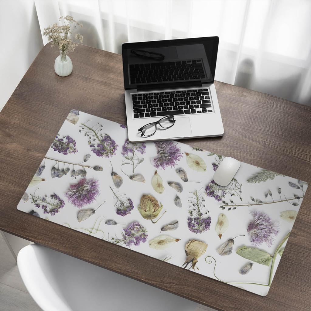 Protective Desk Mat with Dried Flowers Graphic Puzzle 100X50 Cm