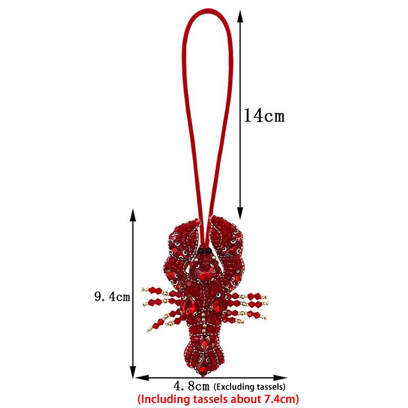 Crayfish  Beaded Bag Pendant Crab Bag Accessories Cute Creative Bag Decorative Chain Lanyard