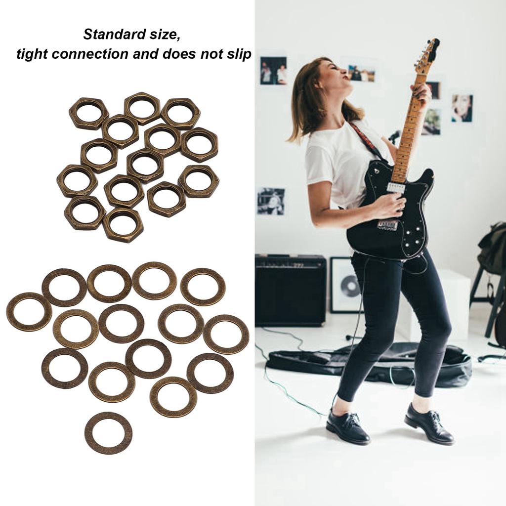 Nut Washer Kit Instrument Socket Connector Fasteners for Electric Guitar Bass M9 Female Thread